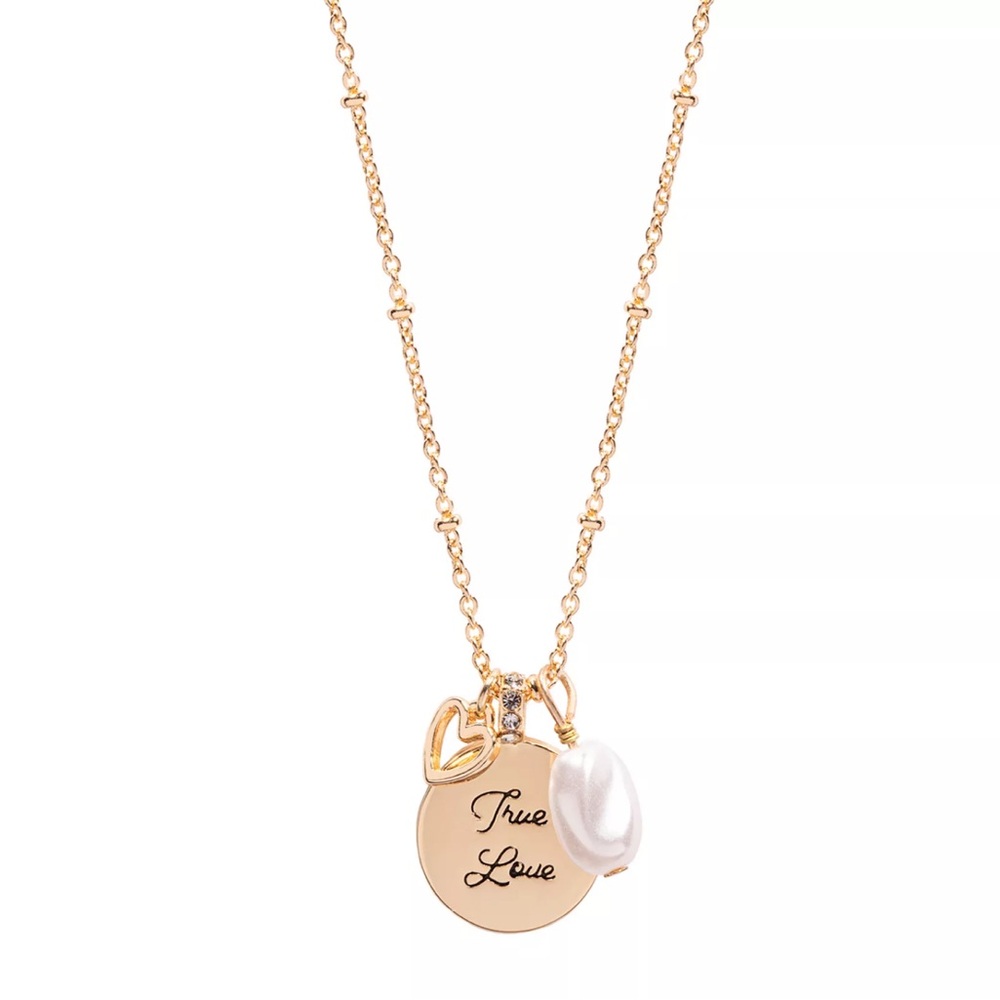 LC Lauren Conrad "True Love" Simulated Pearl Charm Cluster Necklace